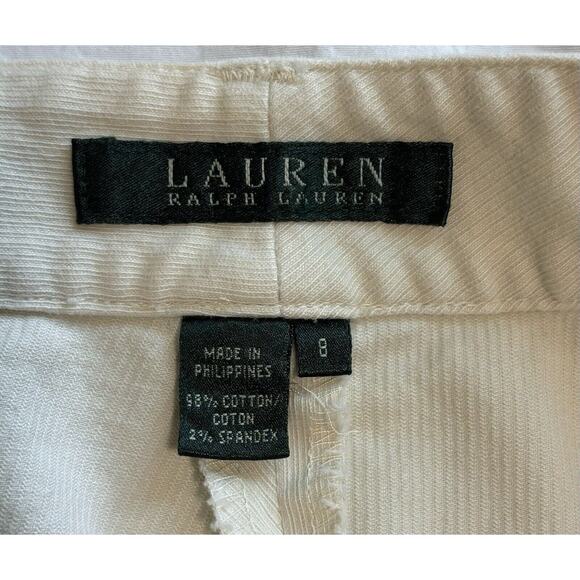 VTG Lauren Ralph Lauren Women's Sz 8 Cream Straight Leg Pants Flat Front Office - Picture 6 of 9